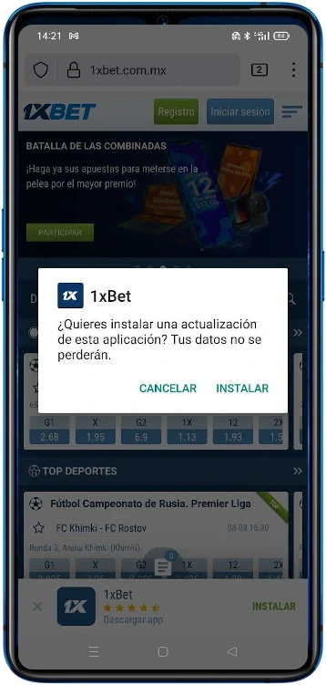 Instalar última actualización app 1xbet para android